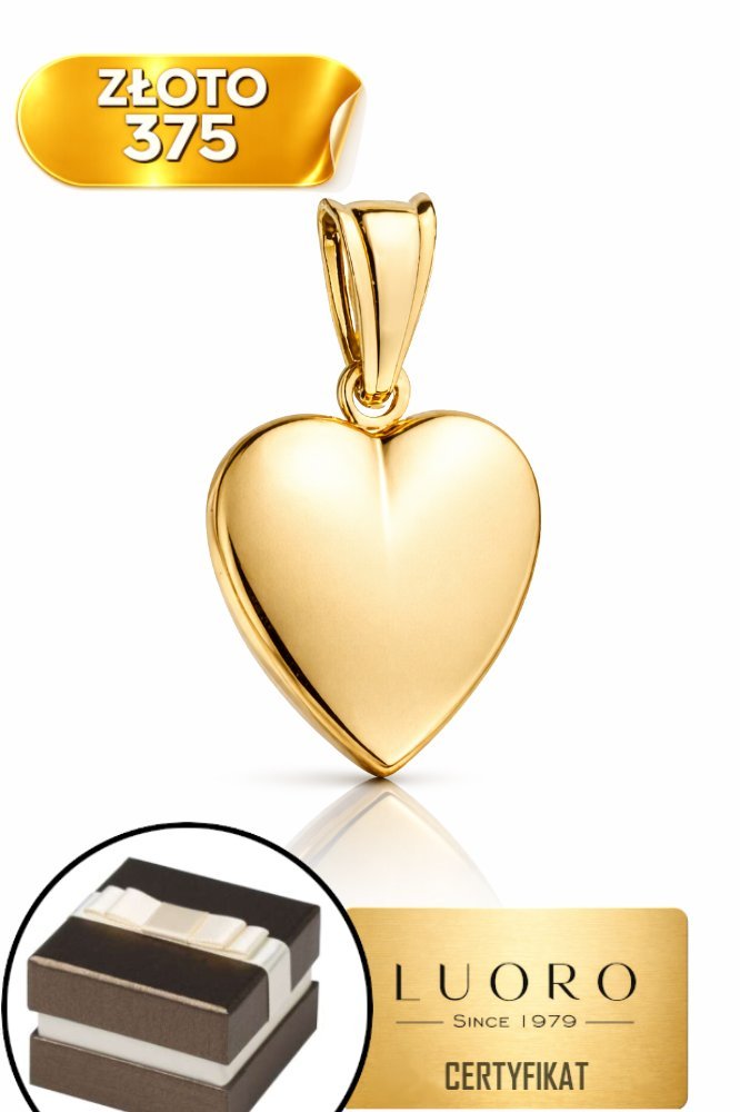 ZAWIESZKA ZŁOTA 375 ŻÓŁTE SERCE 1,8 CM ELEGANCKA SUBTELNA PREZENT