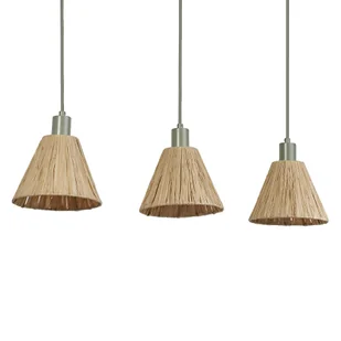 Lampa wisząca LEDVANCE 3-light Decor Raffia Linear zielona wykonana z rafii i metalu, E27, długość 845 mm, klosz wykonany z materiału pochodzącego z recyklingu, ekologiczna dzięki wymiennemu źródłu światła, łatwy montaż - Oprawy, klosze i abażury - miniaturka - grafika 1