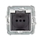 Gniazdka elektryczne - Karlik Gniazdo z klapką dymną MINI - biały mat - miniaturka - grafika 1