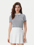 Koszulki sportowe damskie - Tommy Jeans Polo Essential DW0DW20160 Granatowy Slim Fit - miniaturka - grafika 1