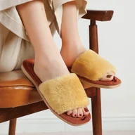 Kapcie damskie - Eleganckie kapcie damskie - Żółty 41 - miniaturka - grafika 1