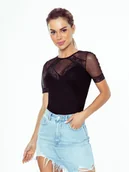 Bluzki damskie - Damska bluzka z koronką czarna Eldar r.L - miniaturka - grafika 1