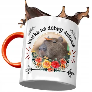Kubek Pomarańczowy Kapibara na Urodziny Prezent z Nadrukiem ze Zdjęciem + Opakowanie na prezent (wzór 04) - Kubki - miniaturka - grafika 1