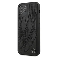 Etui i futerały do telefonów - MERCEDES Mercedes Hardcase Bow Line etui skórzane na iPhone 12/12 Pro czarne Mer006469 - miniaturka - grafika 1