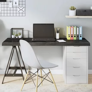 vidaXL Blat stołu, ciemnoszary, 140x60x6 cm, lite drewno dębowe - Meble modułowe i akcesoria - miniaturka - grafika 1