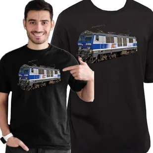 Koszulka Z Nadrukiem Pociąg Parowóz Lokomotywa Pkp Ep09 Xl 3408 Czarna - Koszulki męskie - miniaturka - grafika 1