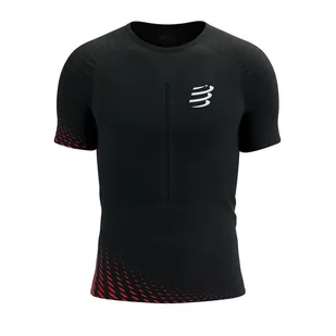 COMPRESSPORT Koszulka biegowa RACING SS T-SHIRT black/high risk red - Koszulki sportowe męskie - miniaturka - grafika 1