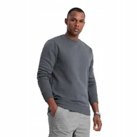 Bluzy męskie - Bawełniana męska dresowa bluza BASIC grafitowa V11 OM-SSBN-0159 S - miniaturka - grafika 1