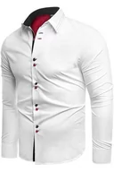 Koszule męskie - Koszula męska długi rękaw rl27 - biała - Risardi - miniaturka - grafika 1