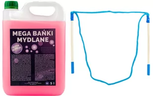 Płyn do dużych baniek mydlanych 5 litrów + kij niebieski do ogromnych baniek MEGA FUN - Bańki mydlane - miniaturka - grafika 1