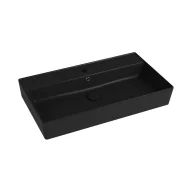 Umywalki - Massi Umywalka ceramiczna nablatowa / wisząca czarna z półką i otworem na baterie 80x45 cm LERA Black - miniaturka - grafika 1
