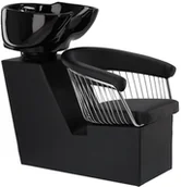 Taborety i hokery - Myjnia myjka fryzjerska barberska Zoe Black do salonu fryzjerskiego barberskiego ruchoma misa ceramiczna armatura bateria słuchawka - miniaturka - grafika 1