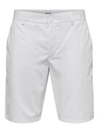 Spodenki męskie - Only & Sons Szorty materiałowe Skal 22034682 Écru Slim Fit - miniaturka - grafika 1