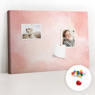 Szkolna Tablica korkowa 60x40 cm, Kolorowe Pinezki, wzór Różowy marmur - Tablice i flipcharty - miniaturka - grafika 1