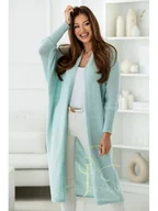 Swetry damskie - DŁUGI SWETER KARDIGAN LEA NARZUTKA POLSKI PRODUCENT J&K PREMIUM - MIĘTOWY - miniaturka - grafika 1