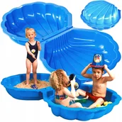 Place zabaw - PIASKOWNICA PLASTIKOWA DUŻA XXL BASEN 2W1 MUSZELKA ZAMYKANA DWUCZĘŚCIOWA - miniaturka - grafika 1