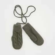Rękawiczki - Reserved - Jednopalczaste rękawiczki na sznurku - Zielony - miniaturka - grafika 1