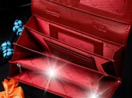 Portfele - Portfel skórzany damski czerwony duży pudełko RFiD lakierowany Alessandro - miniaturka - grafika 1