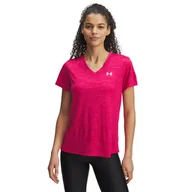 Koszulki i topy damskie - Damska Koszulka z krótkim rękawem UNDER ARMOUR TECH SSV- TWIST 1384227-681 – Bordowy - miniaturka - grafika 1