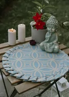 Obrusy i serwetki - Podkładka mata bawełniana na stół okrągła niebieska plamoodporna 45 cm - miniaturka - grafika 1