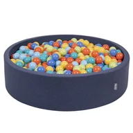 Suche baseny - KiddyMoon Suchy basen okrągły z piłeczkami 7cm 120x30 granatowy: jasny zielony-pomarańcz-turkus-niebieski-babyblue-żółty 120x30/600piłek Zabawka bas.. - miniaturka - grafika 1
