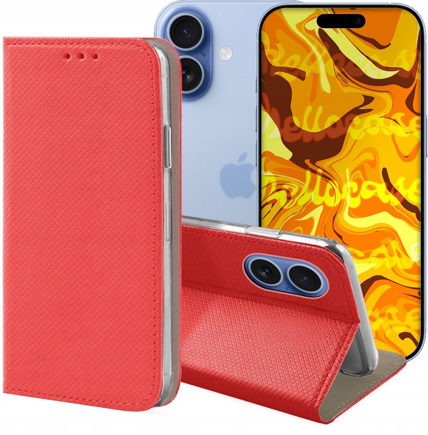 ETUI Z KLAPKĄ DO APPLE IPHONE 17 CZERWONE ZAMYKANE MAGNETYCZNE KABURA CASE