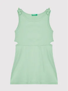 United Colors Of Benetton Sukienka letnia 3HCGCV005 Zielony Regular Fit - Sukienki i spódniczki dla dziewczynek - miniaturka - grafika 1