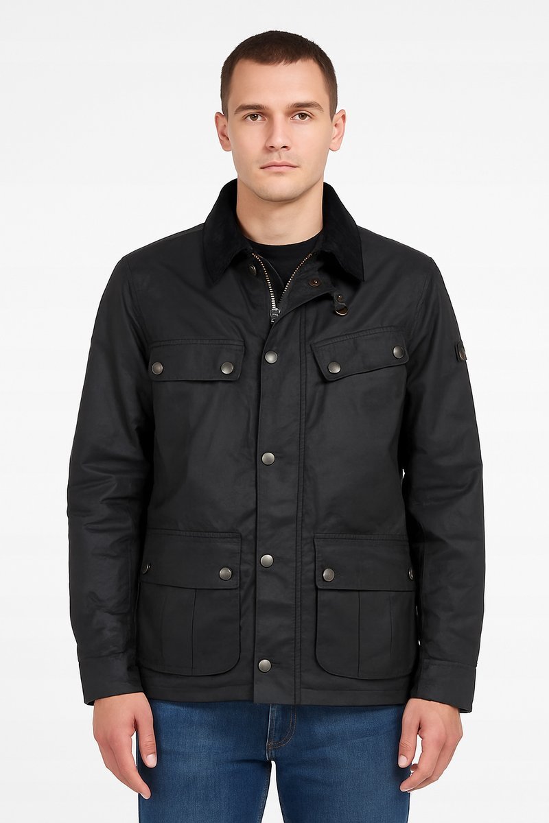 BARBOUR CZARNA KLASYCZNA MĘSKA KURTKA Z BAWEŁNY Z KOLAREM M 1JPA