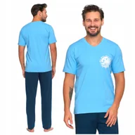 Piżamy damskie - Piżama Męska T-Shirt Krótki Rękaw Długie Spodnie Klasyczna MORAJ - XXL - miniaturka - grafika 1