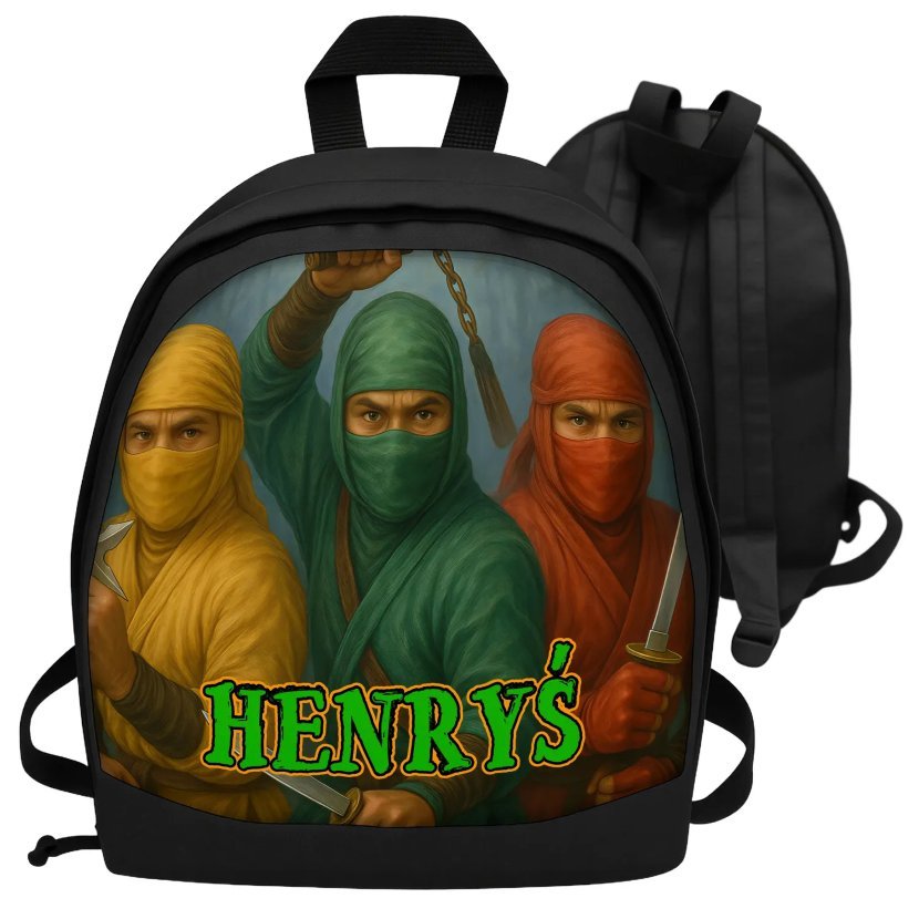 Plecak Ninja z imieniem WOJOWNICY NINJA samuraje Waleczny Prezent GO