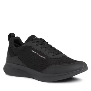 Półbuty męskie - Sneakersy Tommy Hilfiger Lightweight Premium Knit Stripes FM0FM04836 Black BDS - grafika 1