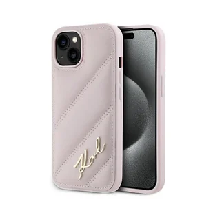 Karl Lagerfeld Diagonal Quilted Script - Etui iPhone 15 Plus / 14 Plus (różowy) - Etui i futerały do telefonów - miniaturka - grafika 1