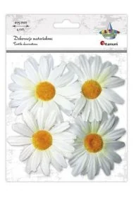 Materiałowe margerytki 3D 75mm białe 4szt - Zabawki kreatywne - miniaturka - grafika 1
