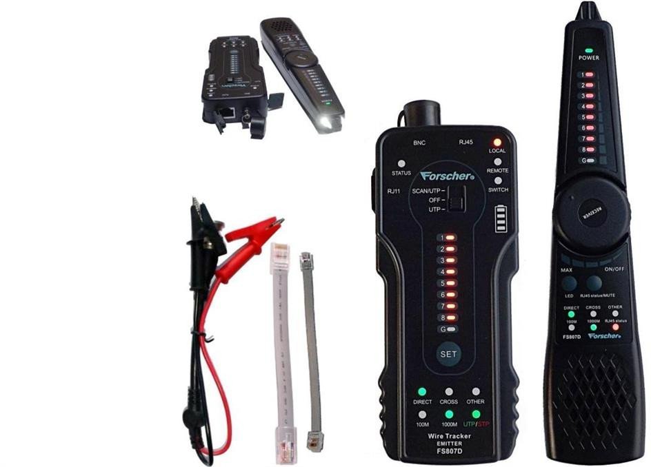 FORSCHER Tester kabli sieciowych RJ45 RJ11 z diodami LED Szukacz par przewodów lokalizator Wire Tracker FS807D 0001-00018-16053
