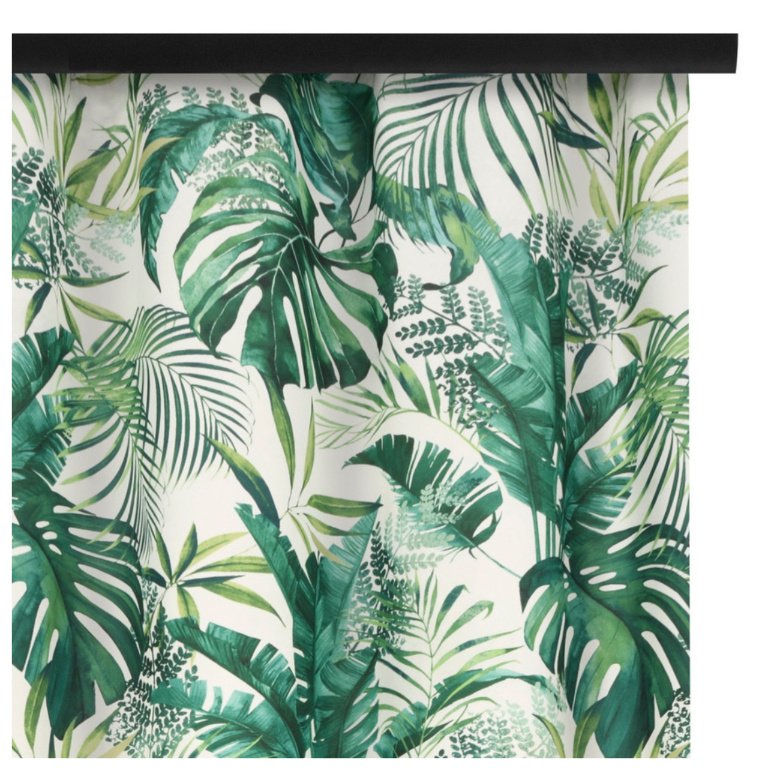 Voppi Zasłona do pokoju salonu 140 x 280 cm długa zasłona okienna tunelowa elegancka dekoracja w duże zielone liście wzór monstera