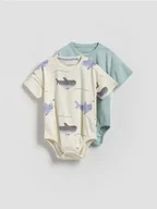 Body dla niemowląt - Reserved - Bawełniane body 2 pack - kremowy - miniaturka - grafika 1
