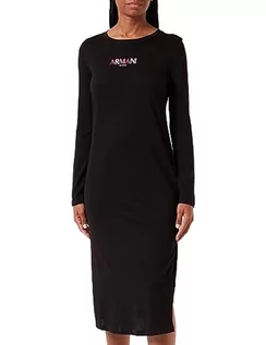Sukienki - Armani Exchange Damska sukienka z logo Capsule Long T, Schwarz, XS - grafika 1