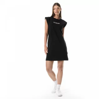 Koszulki sportowe damskie - Damska sukienka shirtowa Guess Athena Jersey Dress - czarna - GUESS - grafika 1