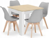 Stoły z krzesłami - Kwadratowy stół biały + dąb sonoma z 4 szarymi krzesłami Z1-Z85 - miniaturka - grafika 1