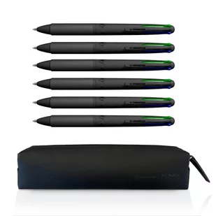 OSAMA 4 MULTI czterokolorowy długopis, ALL BLACK, piórnik 6 sztuk - Przybory szkolne - miniaturka - grafika 1