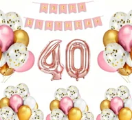 Balony i akcesoria - BALONY ZESTAW NA 40 URODZINY RÓŻOWO ZŁOTY - miniaturka - grafika 1