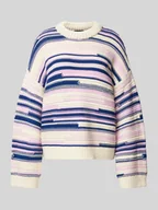 Swetry damskie - Sweter z dzianiny o kroju oversized z abstrakcyjnym wzorem w paski model ‘NUSA’ - miniaturka - grafika 1