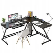 Biurka gamingowe - BIURKO NAROŻNE DUŻE NOWOCZESNE INDUSTRIALNE KOMPUTEROWE CZARNE GAMINGOWE - miniaturka - grafika 1