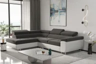 Pościel - Narożnik z funkcją spania i pojemnikiem na pościel w kształcie litery L - RUDEN - wiele kolorów Biały+Szary Prawy - miniaturka - grafika 1