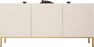 MEGSTYL KOMODA 160CM Z 3 DRZWICZKAMI NA ZŁOTYCH NÓŻKACH - GALA 2 biały mat - biały połysk - Komody - miniaturka - grafika 1