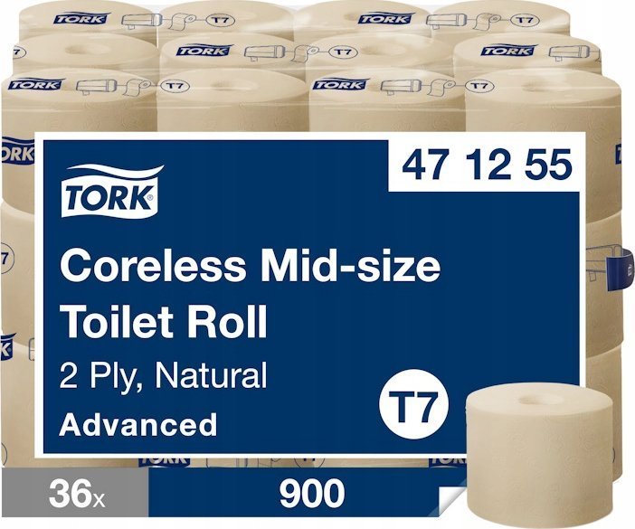 Tork Tork - Papier toaletowy w rolce bez gilzy, T7, Advanced, 2-warstwowy, 36 × 900 odcinków - Naturalny