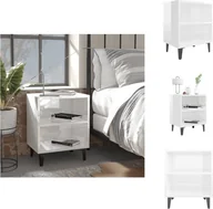 Szafki nocne - vidaXL Szafka nocna z metalowymi nogami biały wysoki połysk 40x30x50 cm - Szafki nocne - miniaturka - grafika 1