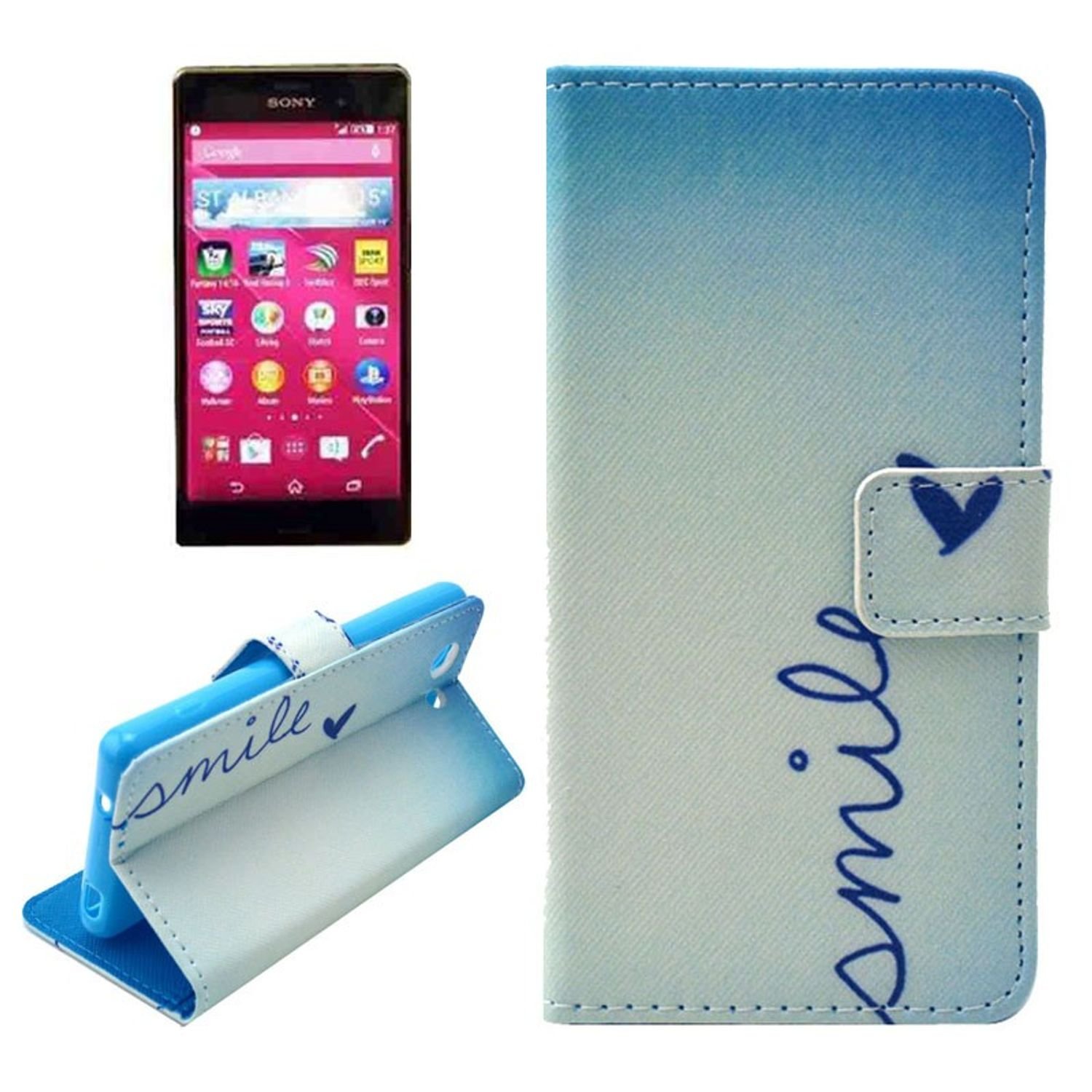 Etui na telefon komórkowy Sony Xperia Z4 Compact z napisem Smile Blue