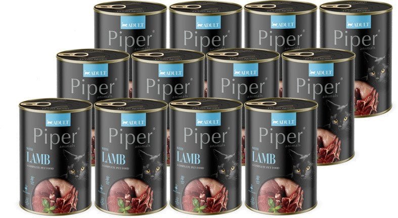 Mokra karma dla kota Piper Animals z jagnięciną zestaw 12 x 400 g