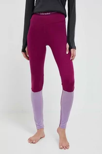 Spodnie sportowe damskie - Icebreaker legginsy funkcyjne 125 ZoneKnit kolor fioletowy - grafika 1